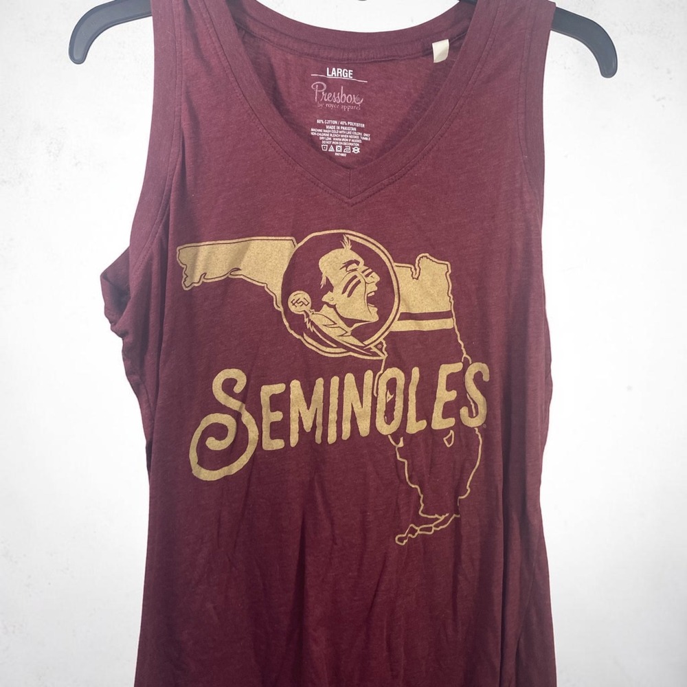 Pressbox Florida State Seminoles FSU Tank Top Garnet Gold V-Neck Large